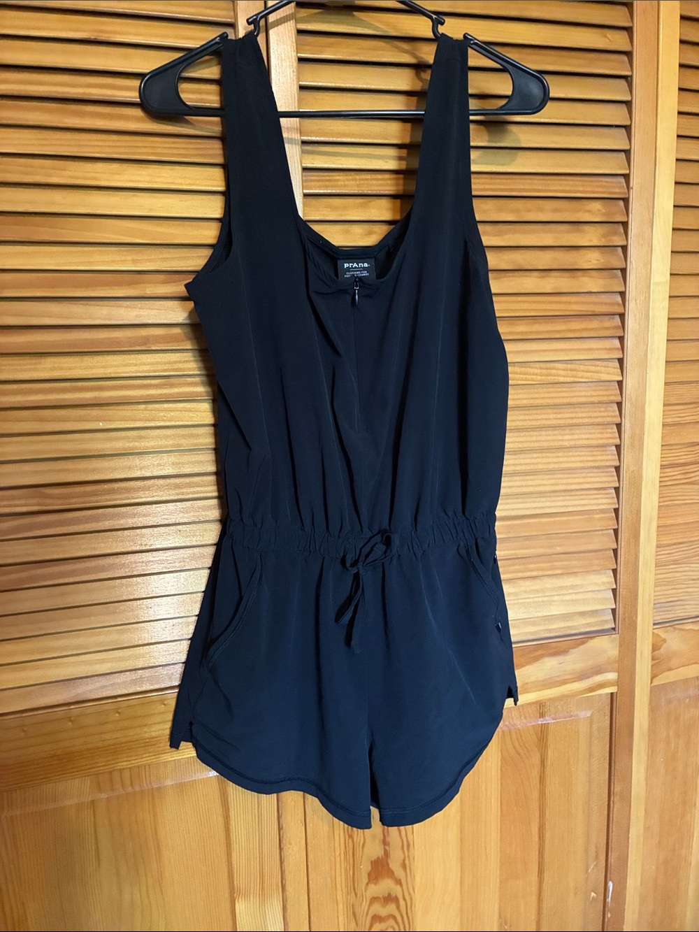 Prana Black Sleeveless Drawstring Romper